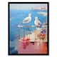 image 1 of Seagulls Seaside Birds By Beach Abstract Oil Pink Orange Black Framed Wall Art Print A4