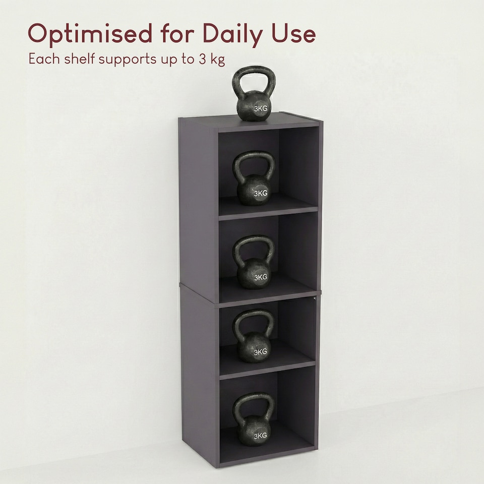 image 1 of Vida Designs Oxford 4 Tier Cube Bookcase Display Storage, Grey