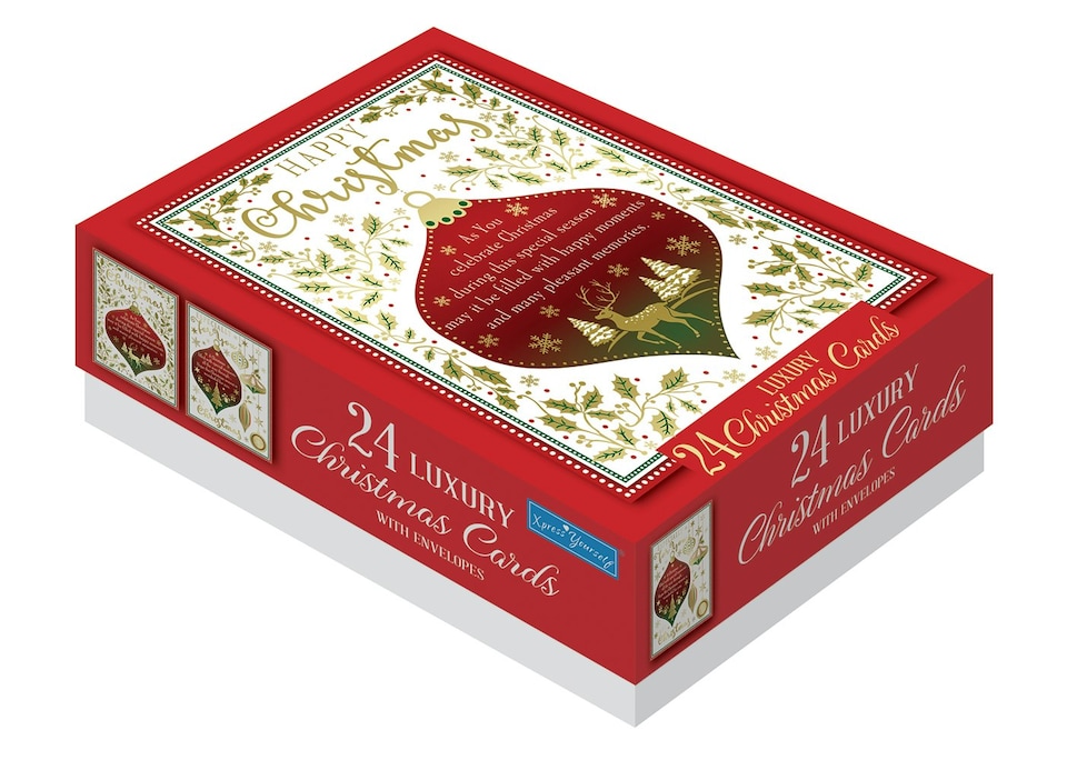 image 1 of Box of 24 Classic Design Luxury Portrait Christmas Cards With Envelopes