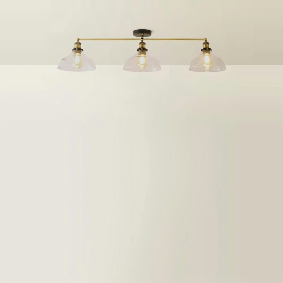 image 1 of ValueLights Wallace Industrial 3 Way Black Ceiling Bar Light | Gold
