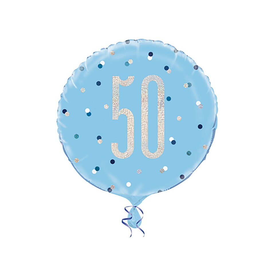 image 1 of Unique Party Glitz Prismatic Age Foil Balloon - Blue - 100