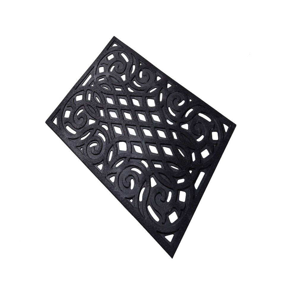 image 1 of Nicoman Victorian Style Rubber Outdoor Door Mat Black 75 x 44cm