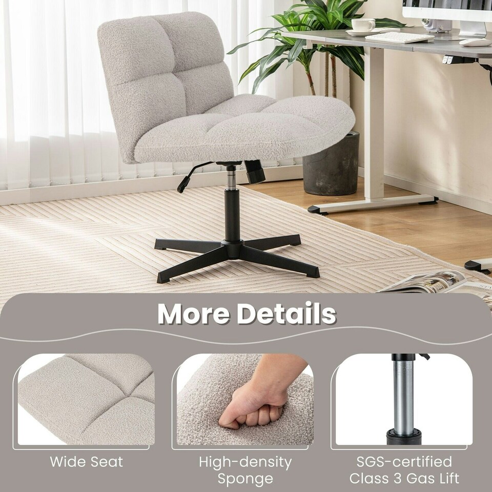 image 1 of COSTWAY Armless Home Office Chair Swivel Desk Chair Grey Grey