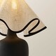 image 5 of ValueLights Emilia Linen Wave Shade Black Ceramic Table Lamp & Bulb | Black