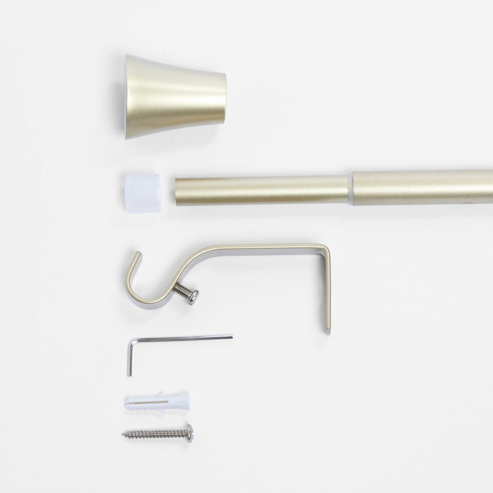 image 1 of OHS Extendable Metal Finial Trumpet Ends Wall Mounted Rod Fittings Curtain Pole - Brass | Gold | Brass