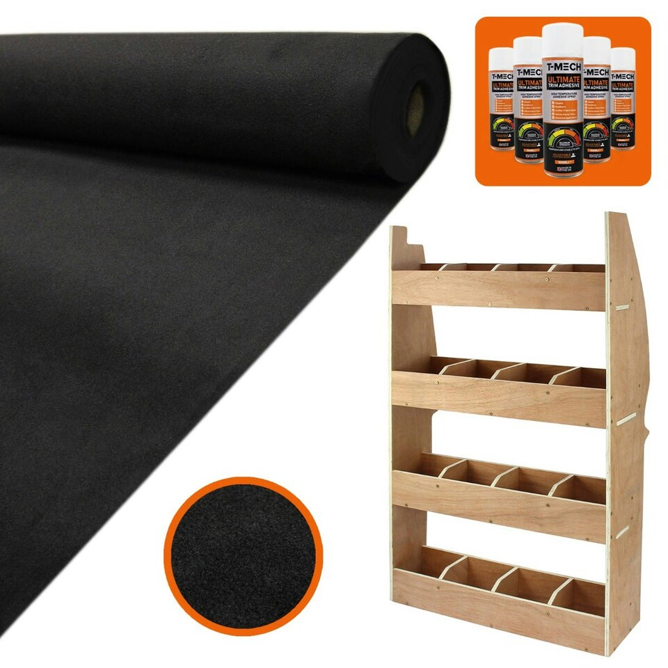 image 1 of 11sqm Black Van Lining & Citroen Berlingo Racking Unit Black