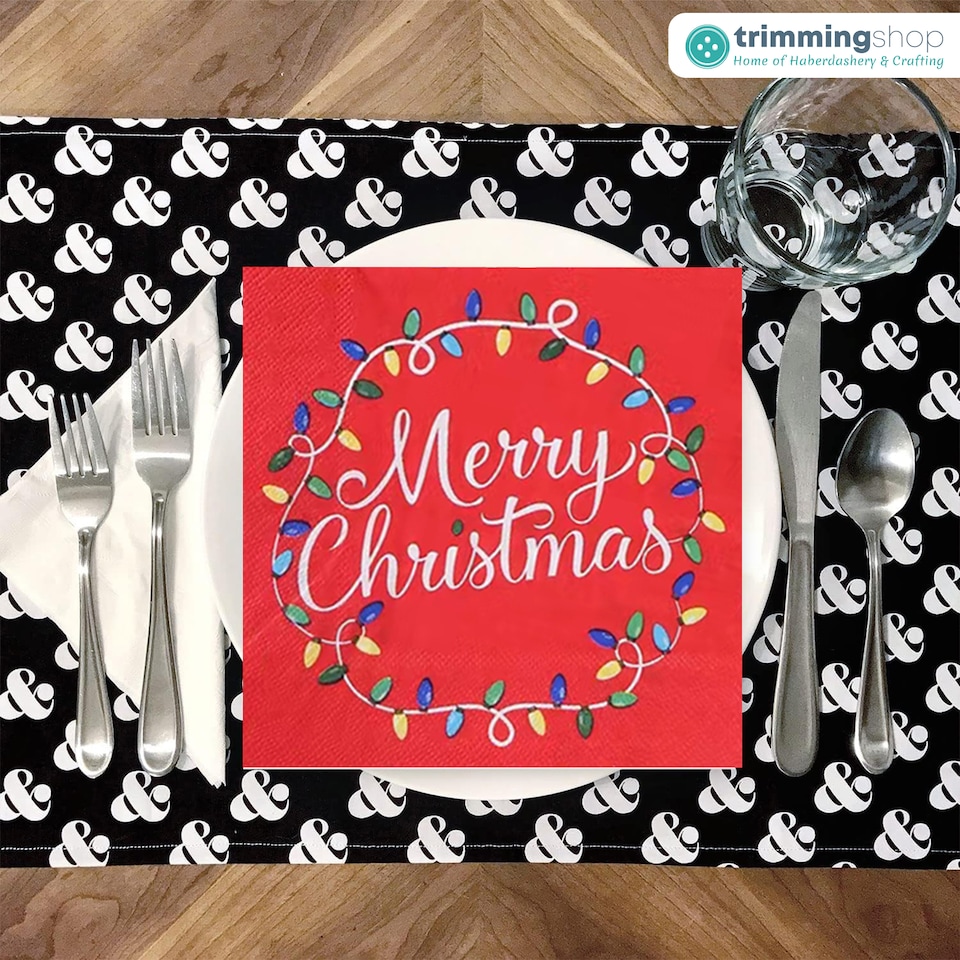 image 1 of 33 x 33cm Red 2 Ply Decorative Christmas Napkins - 20 Pack