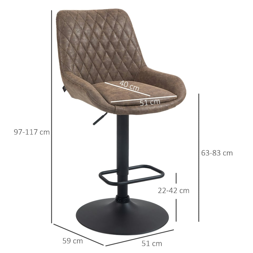 image 1 of HOMCOM Bar Stools Set of 2, Adjustable Bar Chairs 360 Degree Swivel Coffee