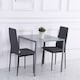 image 1 of HOMCOM Modern Square Dining Table for 2-4 People, with Glass Top & Metal Legs for Dining Room, Living Room, Grey