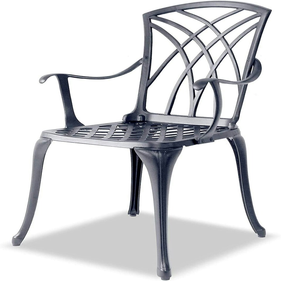 image 1 of Centurion Supports OSHOWA Luxurious Garden and Patio Table and 4 Large Chairs with Armrests Cast Aluminium Bistro Set Grey