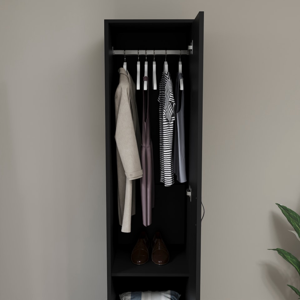 image 1 of Vida Designs Riano 1 Door Wardrobe With Shelf & Clothes Rail, Black