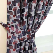 Homescapes Red and Blue Abstract Jacquard Curtain Tie Back Pair