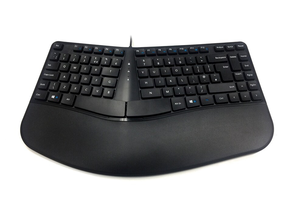 image 1 of Accuratus Contour Keyboard - USB Sculptured Ergonomic Split Key Multimedia Keyboard with Reverse Tilt - Black