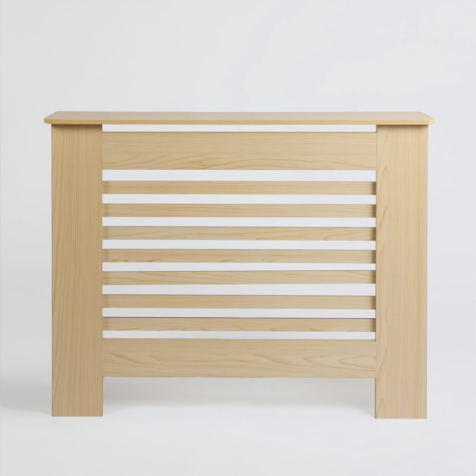 image 1 of OHS MDF Horizontal Slat Grilled Radiator Cover, Large - Natural Wood Brown | Natural Wood