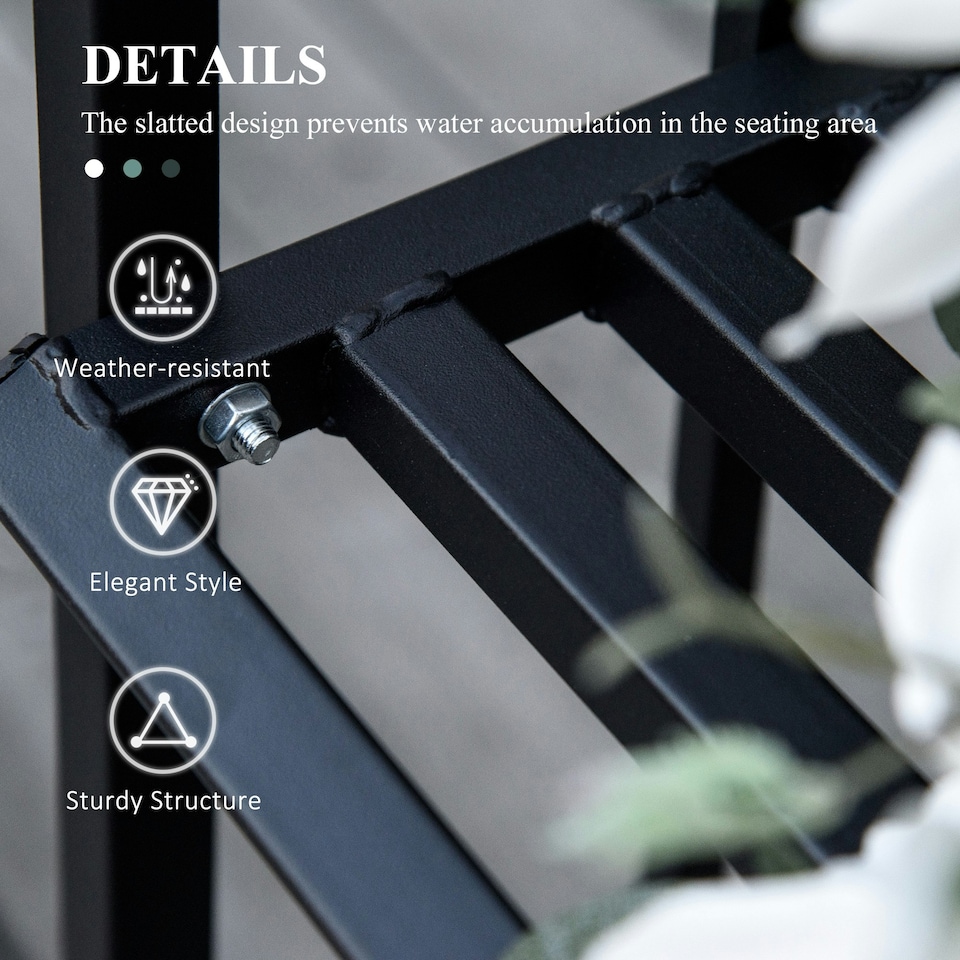 image 1 of Outsunny Garden Arbor Arch Metal Bench Loveseat Outdoor Decoration Patio