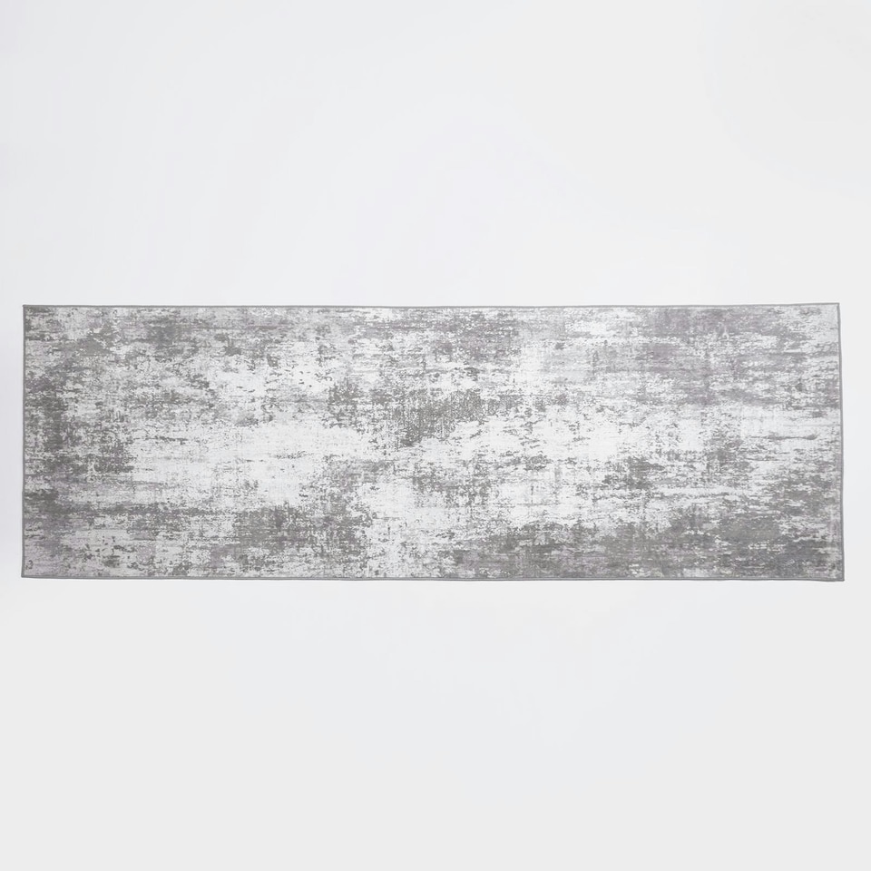 image 1 of OHS Abstract Print Washable Indoor Carpet Floor Rug Runner, 66x200cm - Charcoal | Grey | Charcoal Grey | 66x200cm