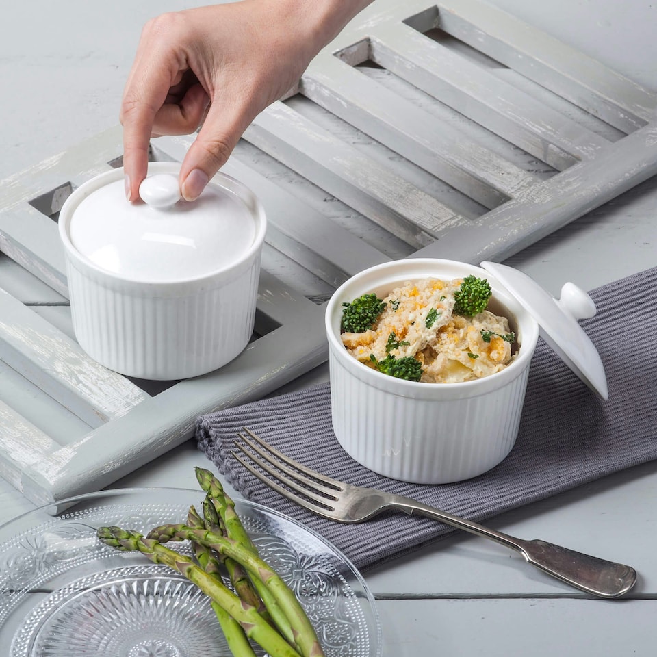 image 1 of Porcelain Ramekin with Lid (9cm), Set of 2 | Multi | 2