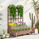 image 10 of Outsunny 2-Tier Wooden Raised Bed with Trellis and Drainage Holes, Brown 