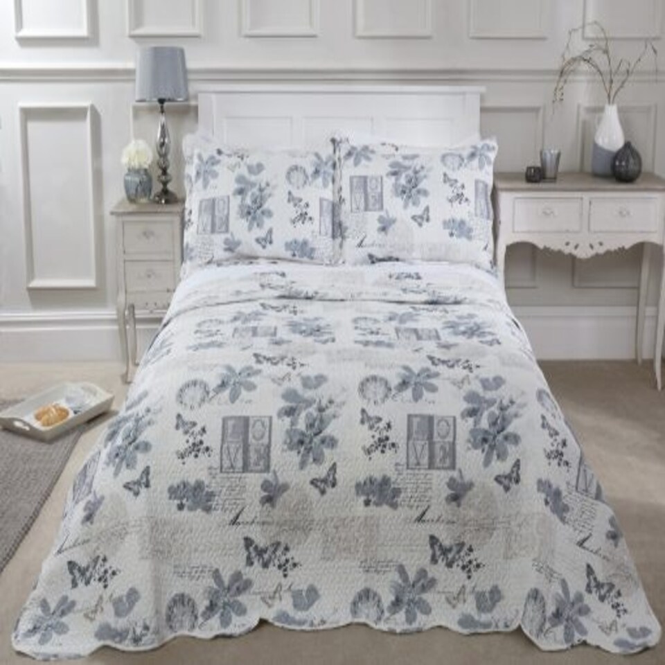 image 1 of Hemmingway Bedspread King Bed Silver Grey | Grey