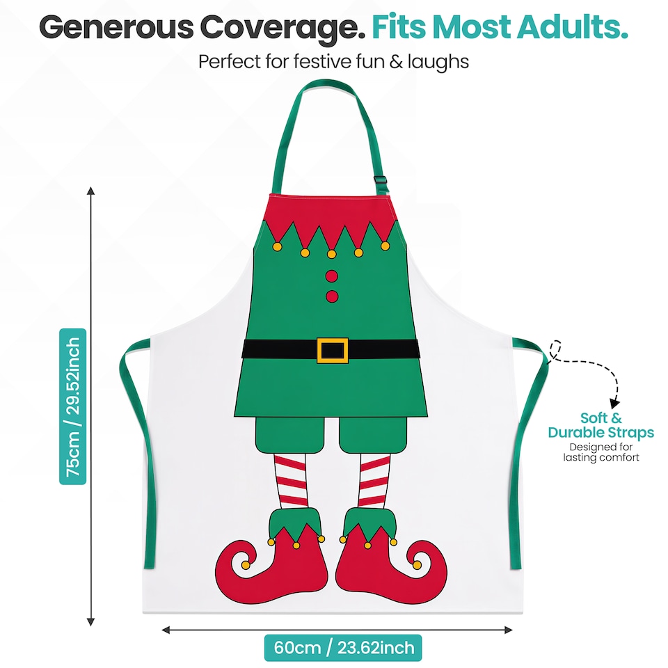 image 1 of Christmas Elf Apron Novelty Festive Baking Apron - 75 x 60cm