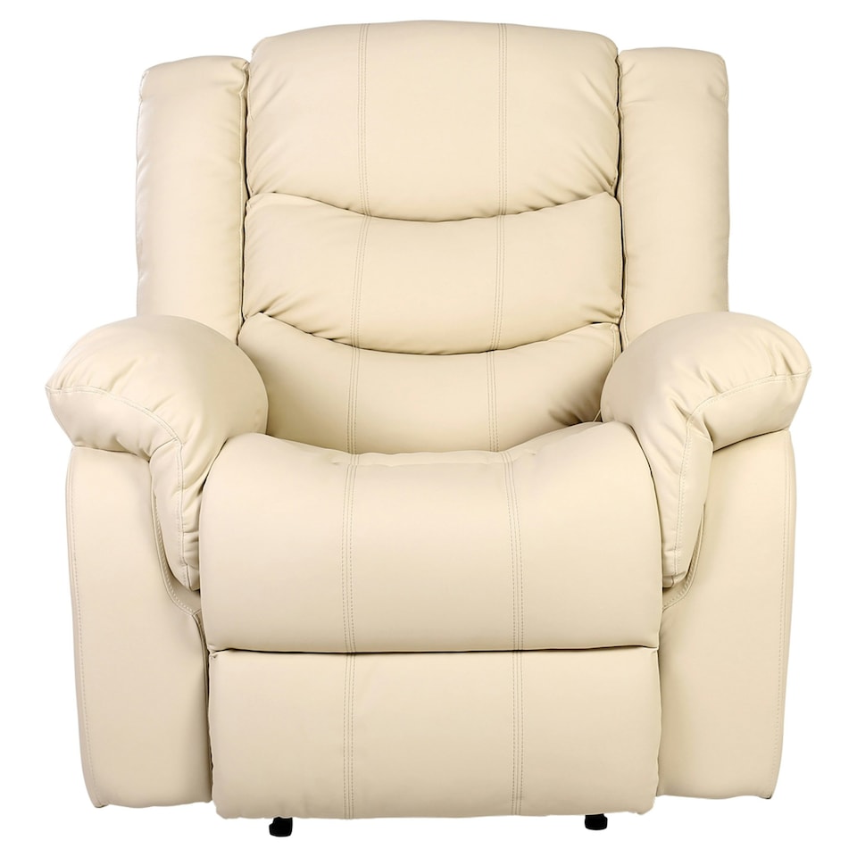 image 1 of Chester Bonded Leather Manual Recliner Chair with Heat And Massage (Cream)