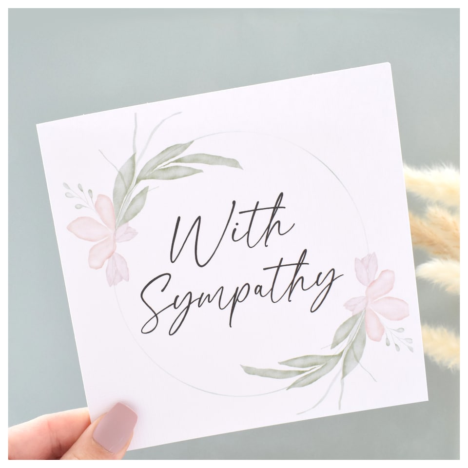 image 1 of With Sympathy Greeting Card - Elegant Neutral Botanical Design Modern Neutral