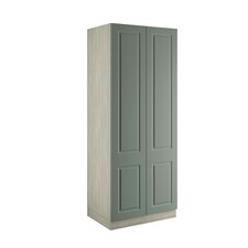 Classic Square Panel Sage Green Double Wardrobe with Single Rail & Internal Drawers Green