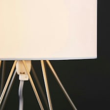 ValueLights Modern Silver Metal Basket Cage Bed Side Table Lamp With White Fabric Shade