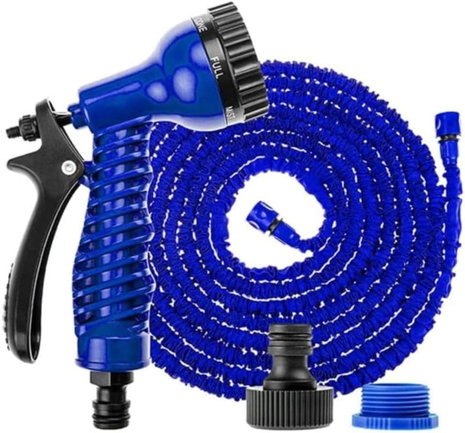 image 1 of Expandable Garden Hose Pipe 50FT / 100FT with 7 Function Spray Gun | Flexible Anti-Kink Expanding Water Hose for Garden Watering, Patio Cleaning & Car Washing
