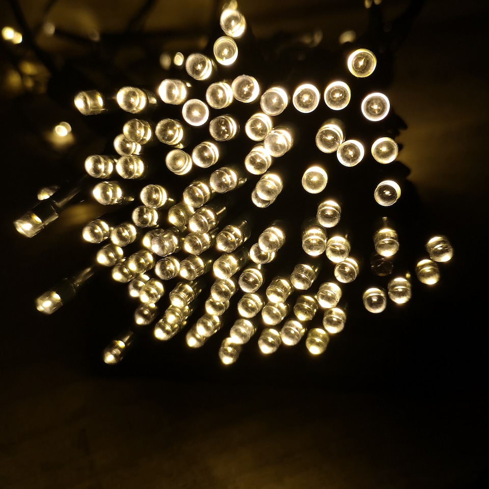 image 1 of 200 LED 20m Premier Christmas Indoor Outdoor Multi Function Battery Operated String Lights with Timer in Warm White