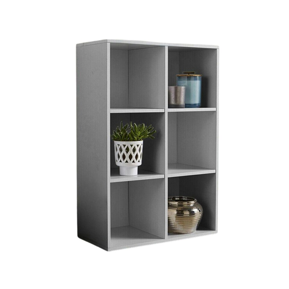 image 1 of Storage Cube 6 Shelf Bookcase Wooden Display Unit Organiser Black Furniture Black | No Drawers
