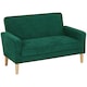 image 1 of HOMCOM 2 Seater Sofa, Modern Velvet-Feel Sofa with Rubber Wood Legs, Upholstered Tufted Loveseat for Small Space, Living Room, Bedroom, Home Office, Green | Green | Two Seater