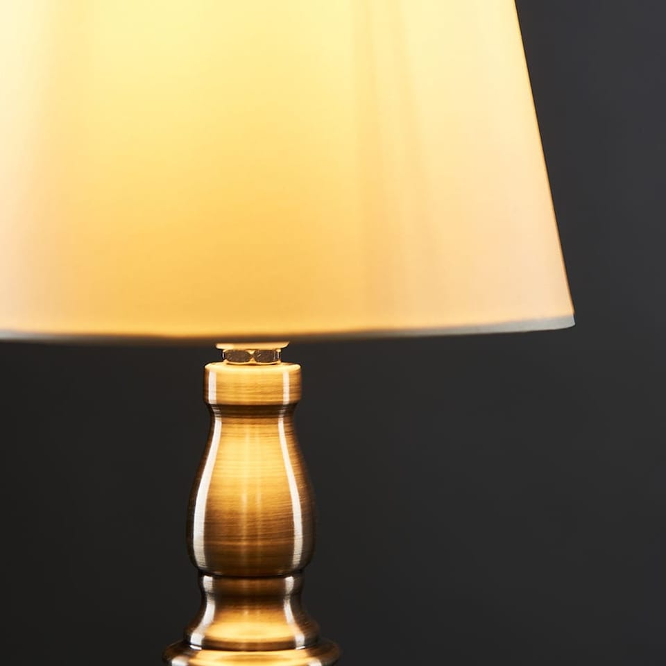 image 1 of ValueLights Sierra Pair Antique Brass Touch Table Lamps and Bulbs