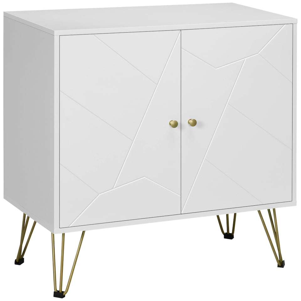 image 1 of HOMCOM Freestanding Storage Cabinet with Adjustable Shelves for Living Room