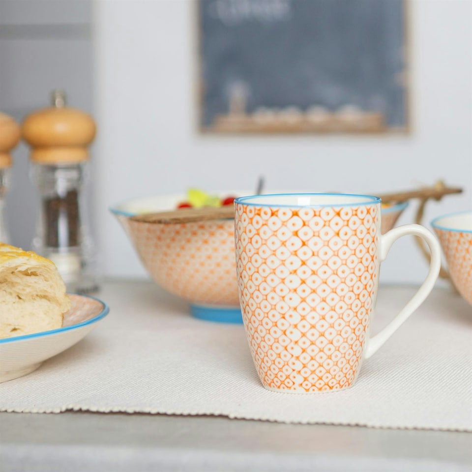 image 1 of Nicola Spring 24 Piece Hand-Printed Dinner Set - Orange