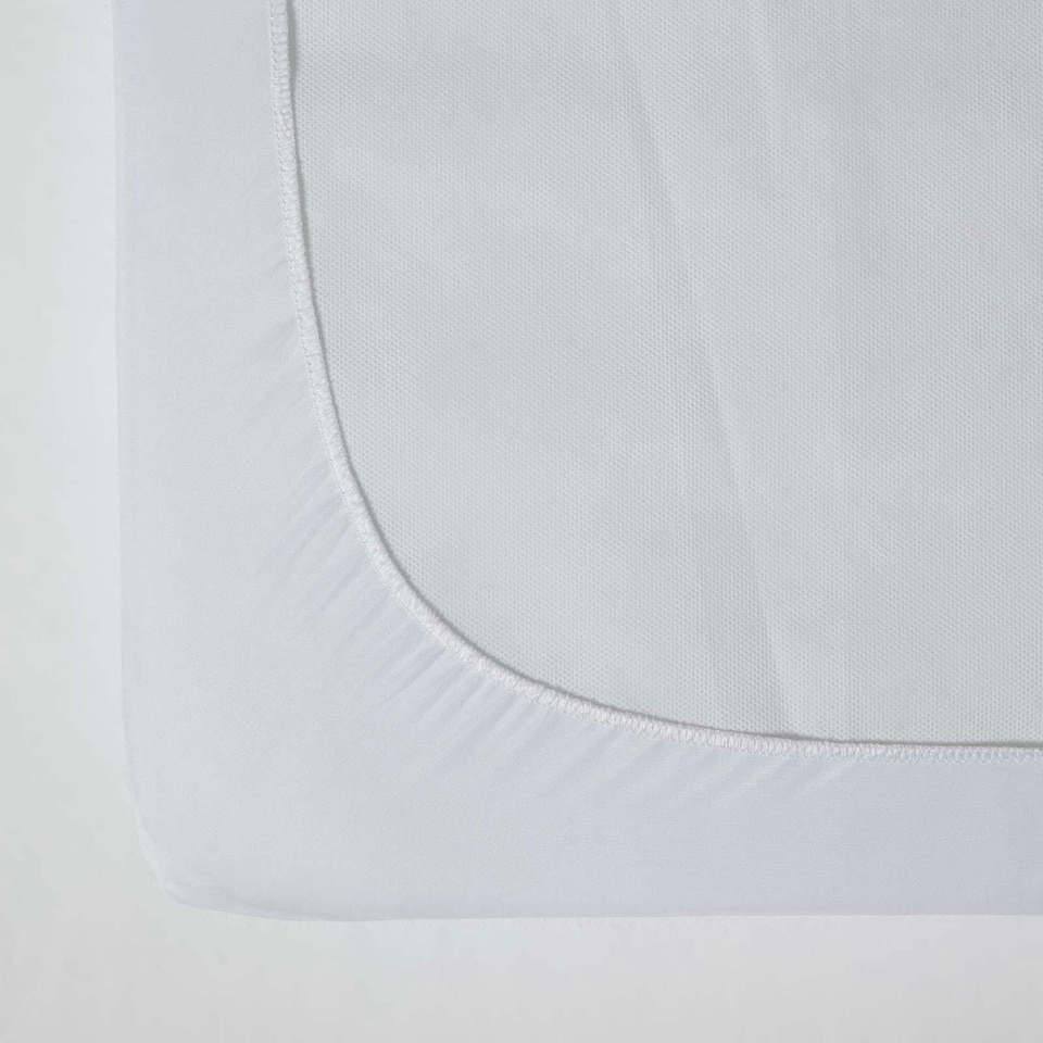 image 1 of Homescapes Cot Bed Terry Towelling Waterproof Mattress Protector - 60 x 120 cm - Pack of 2 | White | Cot Bed