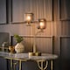 image 2 of ValueLights Amelie Gold Stem 2 Way Ribbed Glass Lamp Table Light with LED Bulbs