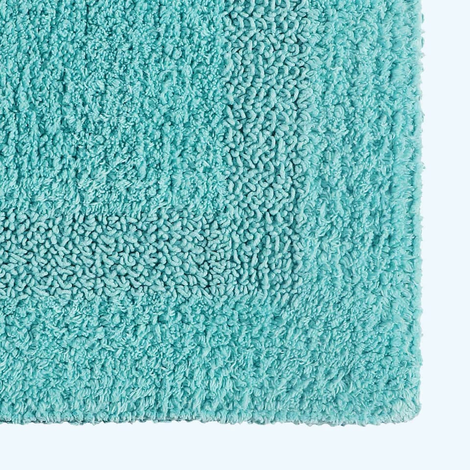 image 1 of Homescapes Luxury Reversible Bath Mat Runner - Aqua Blue