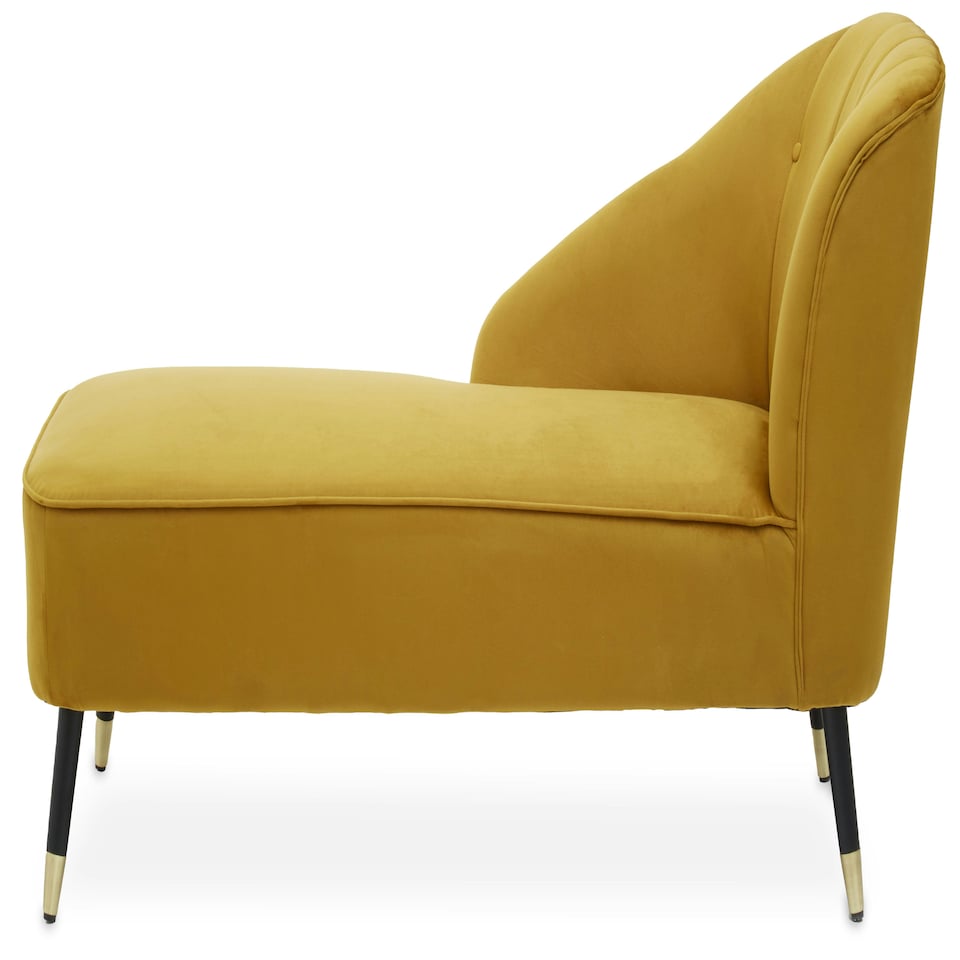 image 1 of Interiors by Premier Yellow Chaise Lounge Sofa, Upholstered Velvet Sofa for Lounge, Living Room, Right Arm Chaise Accent Lounge