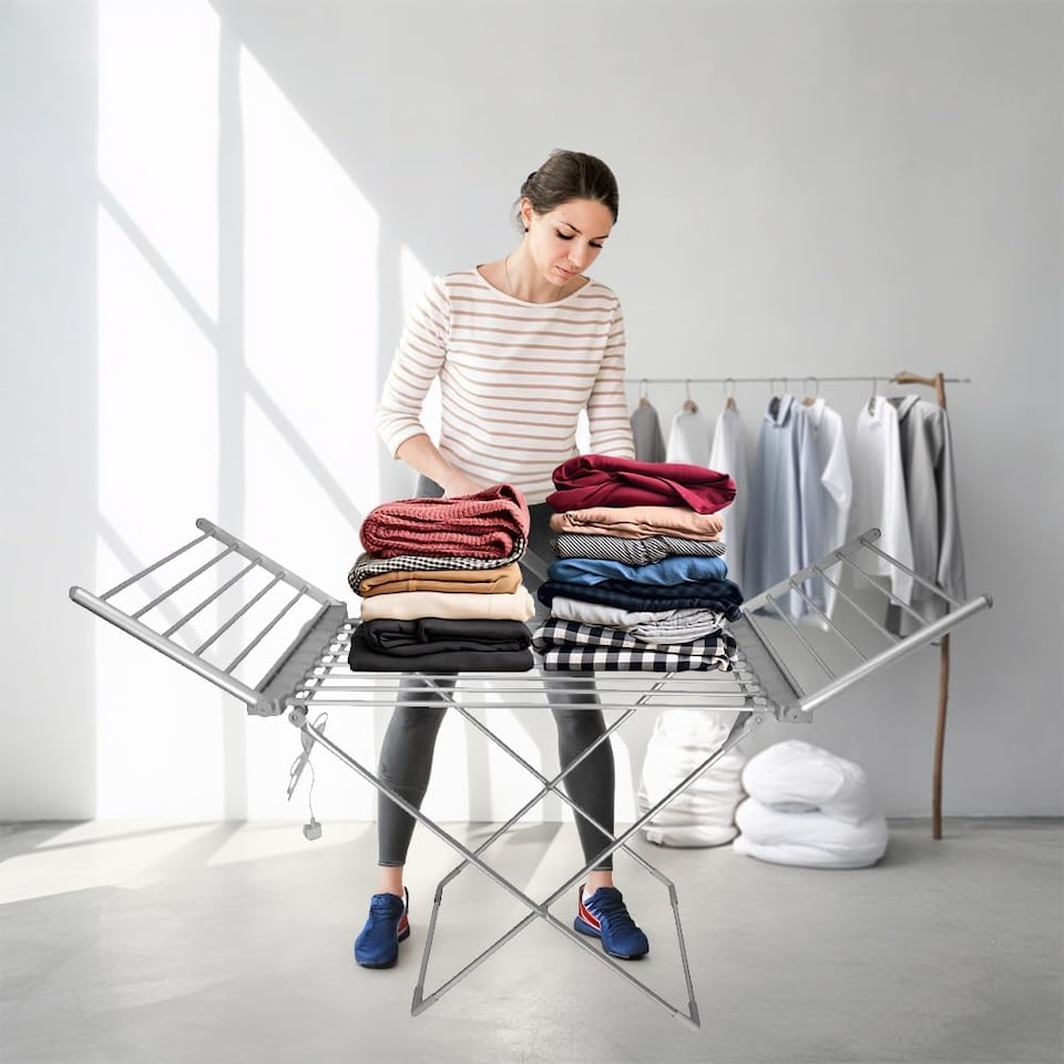 image 1 of Alivio Electric Heated Clothes Airer Folding Laundry Portable Clothes Dryer Rack