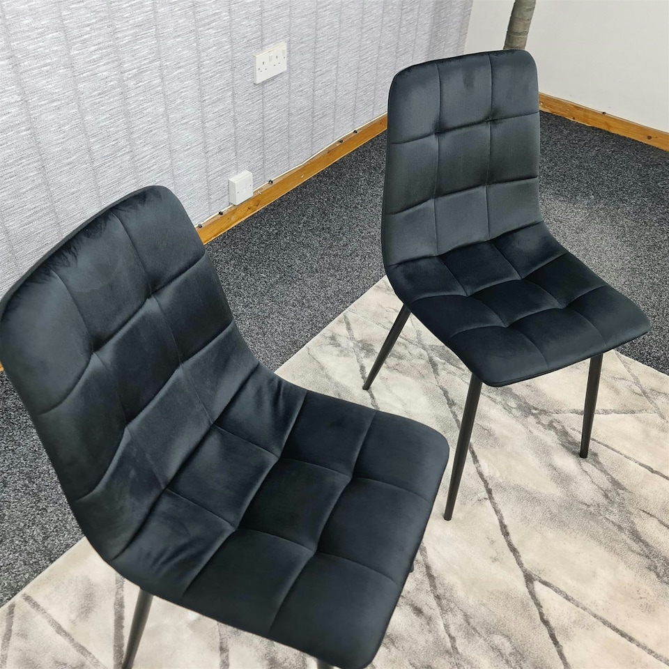 image 1 of Dining Chairs Set of 2 Black Velvet Kitchen Chairs Black