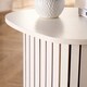 image 2 of OHS Ribbed Round Oval Home Living Room Modern Decor Coffee Side End Table | Cream
