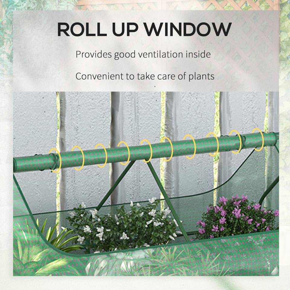 image 1 of Outsunny Raised Garden Bed Planter Box with Greenhouse, Large Window, Clear