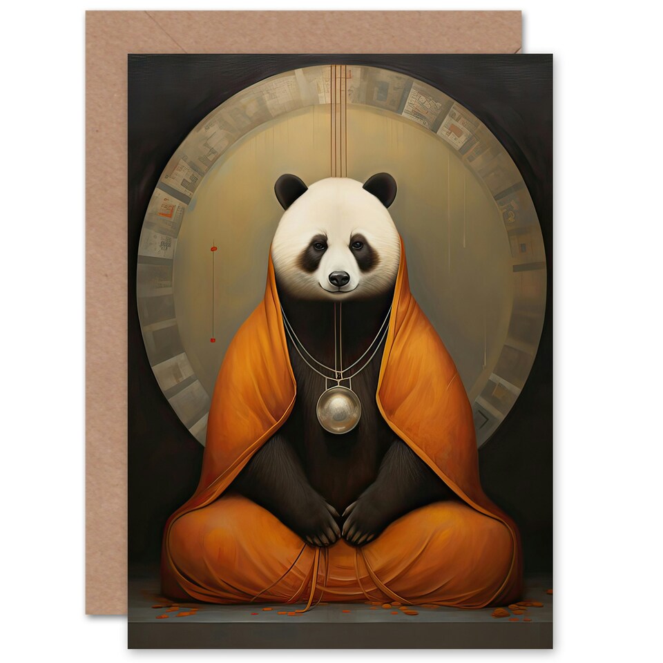 image 1 of Yoga Yogi Meditation Peace Calm Relax Panda Birthday Card