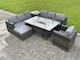 image 1 of Fimous Rattan Garden Corner Furniture Gas Fire Pit Table Dining Sets Gas Heater Lounge Chair Big Footstool Side Coffee Table