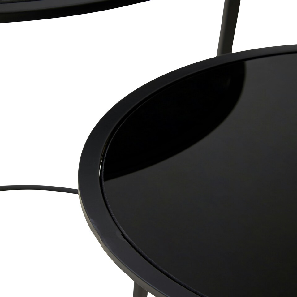 image 1 of Avento Set Of Two Round Black Plant Stands Black