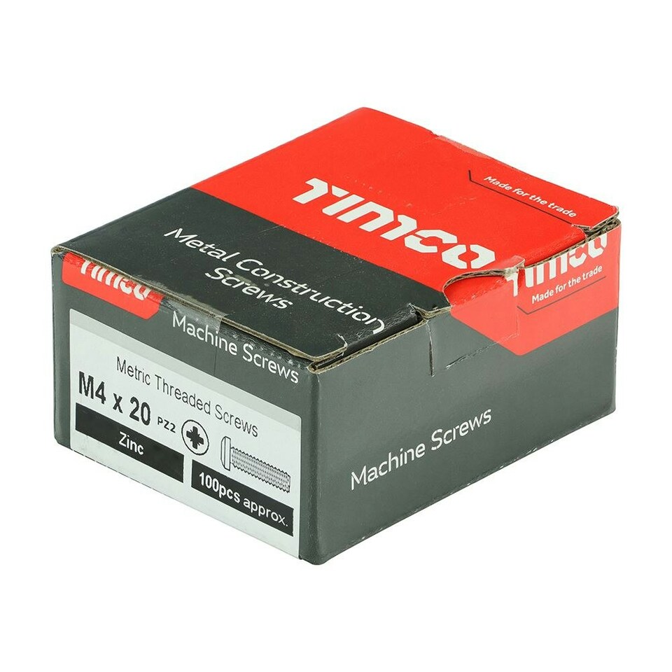image 1 of Timco - Metric Threaded Machine Screws - PZ - Pan Head - Zinc (Size M4 x 20 - 100 Pieces)