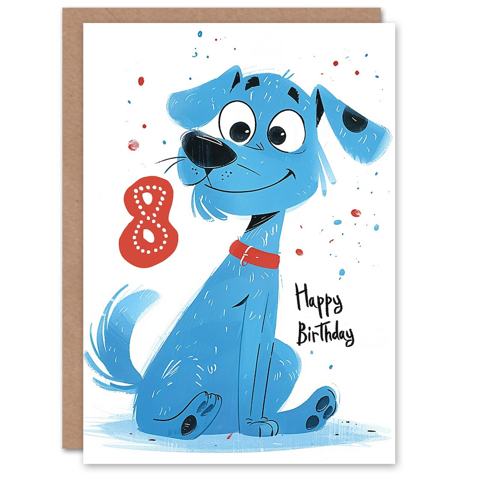 image 1 of Dog Lover Puppy Cartoon Cute 8th 8 Year Old Child Kids Birthday Card