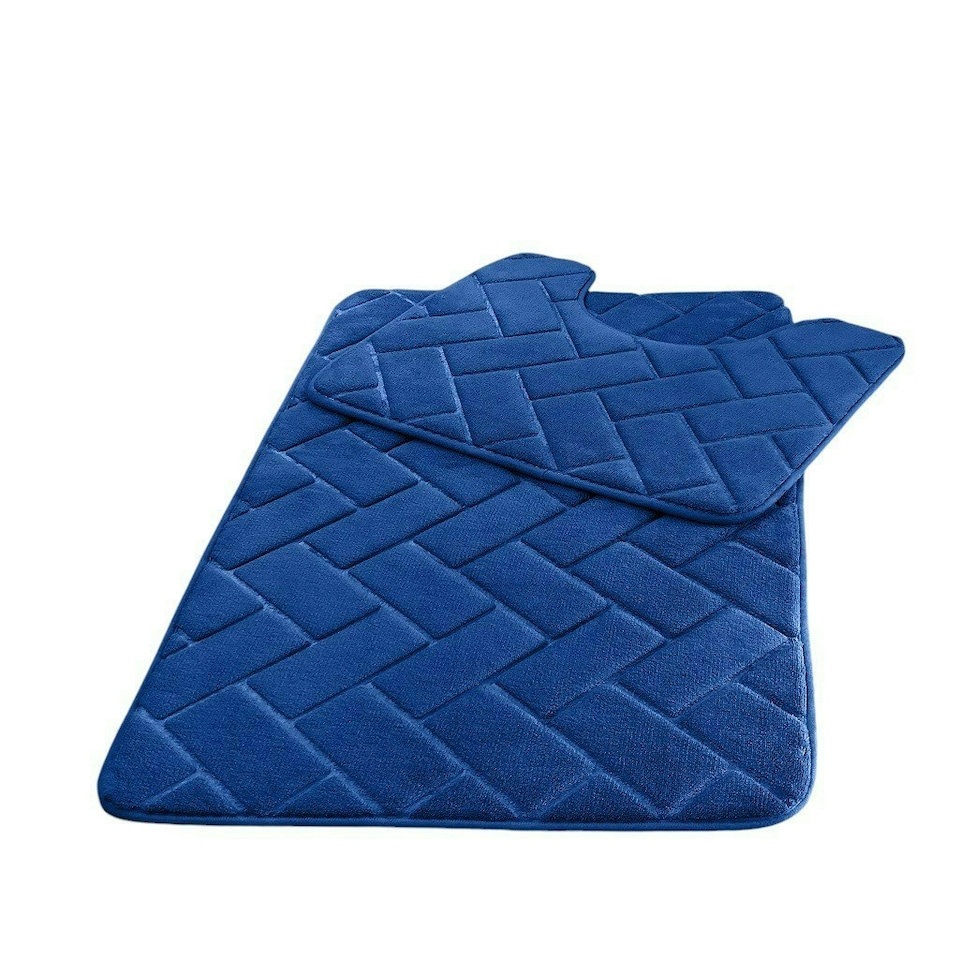 image 1 of Memory Foam BLOCKS Bath Mat Set Blue