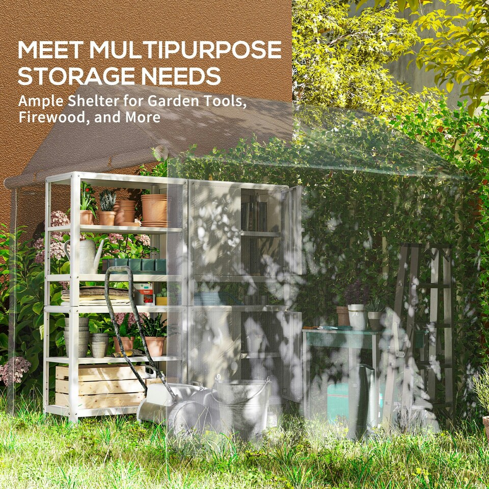 image 1 of Outsunny 6.5' x 6.5' x 6.5' Temporary Garden Shed Storage Tent, Grey Grey